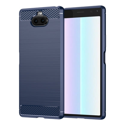 Navy brushed carbon fiber style TPU phone case with carbon fiber trim
