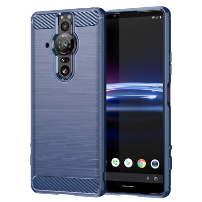 Light blue brushed carbon fiber style TPU phone case with carbon fiber trim
