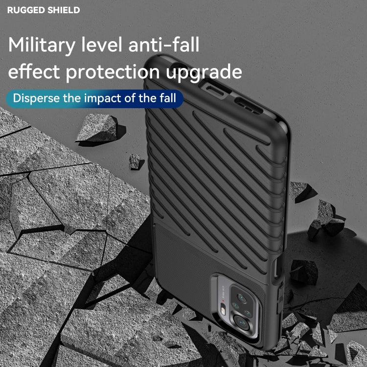 Black rugged TPU phone case with ribbed texture, camera cutout, reinforced edges