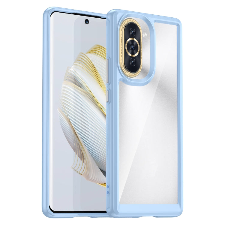 Transparent light blue phone case with raised camera ring, for Huawei nova 10