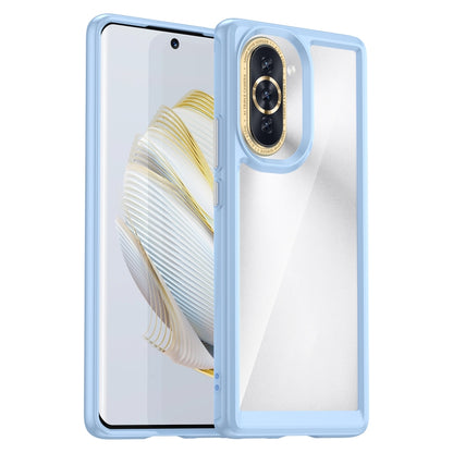 Transparent light blue phone case with raised camera ring, for Huawei nova 10