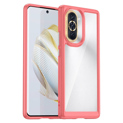 Transparent red TPU phone case with raised camera ring, for Huawei nova 10