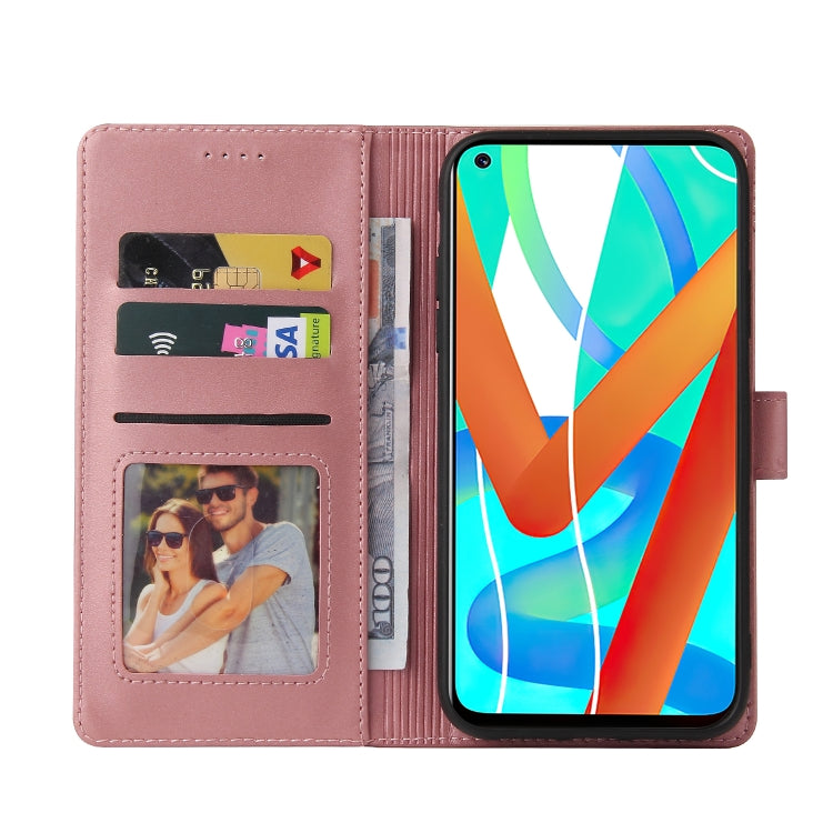 Rose gold magnetic leather wallet phone case with card slots and photo window