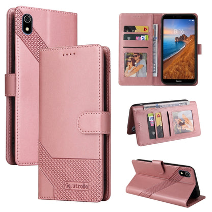 Rose gold magnetic leather wallet phone case with folio cover and card slots
