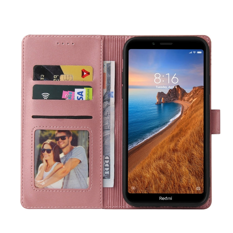 Rose gold leather folio phone case with transparent card window and stand cover
