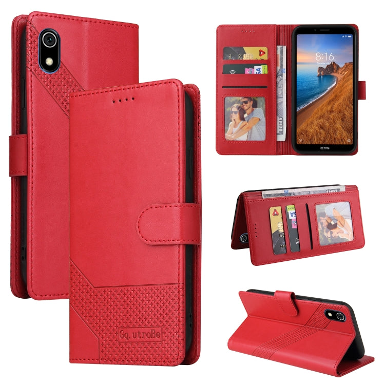Red magnetic leather wallet phone case with folio cover and card slots