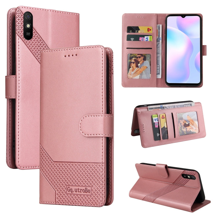 Rose gold magnetic leather phone case with wallet card slots and fold stand