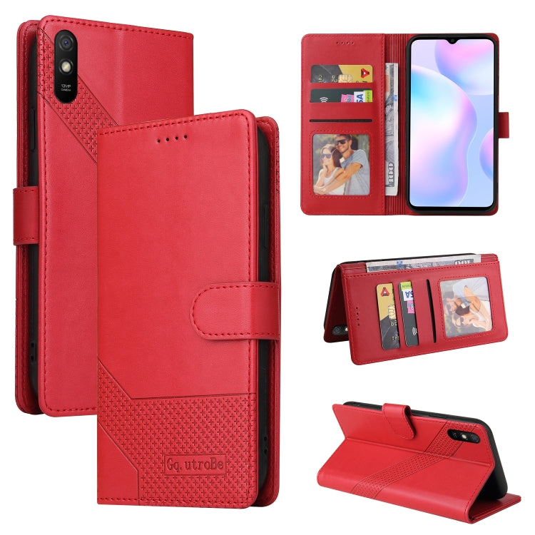 Red magnetic leather phone case with wallet card slots and fold stand