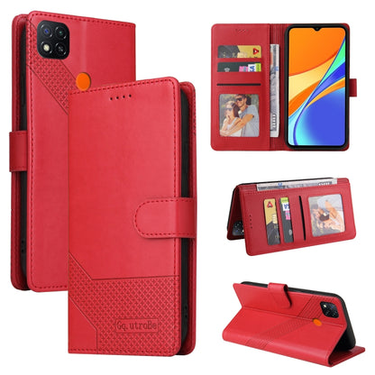 Red magnetic leather phone case with wallet card slots and fold stand