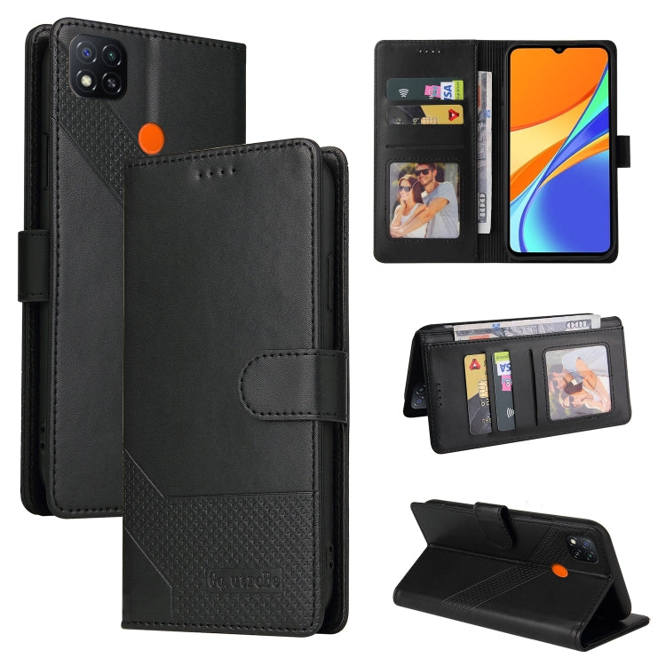Black magnetic leather phone case with wallet card slots and fold stand