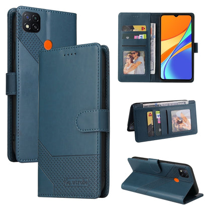 Blue magnetic leather phone case with wallet card slots and fold stand