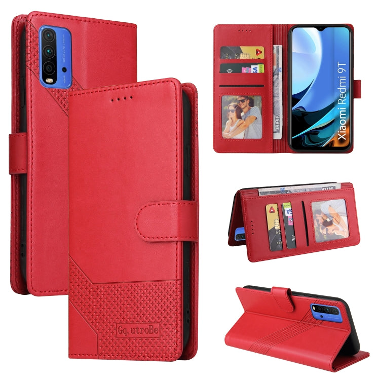 Red magnetic leather flip phone case with card slots and stand