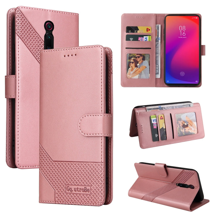 Rose gold magnetic leather flip phone case with card slots and wallet flap