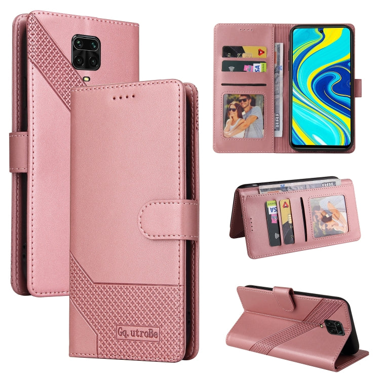 Rose gold magnetic leather wallet phone case with card slots and folio stand