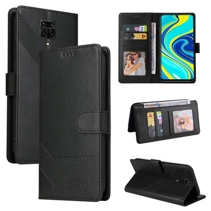Black magnetic leather wallet phone case with card slots and folio stand