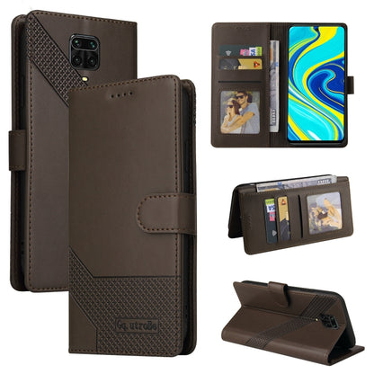 Brown magnetic leather wallet phone case with card slots and folio stand