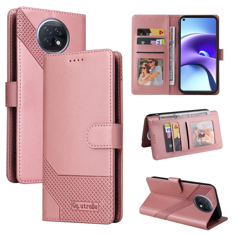 Pink magnetic leather wallet phone case, flip cover closed and upright stand shown