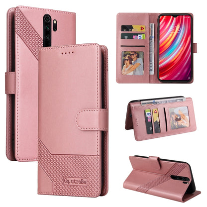 Rose leather folio phone case with magnetic closure, card slots, stand, diagonal texture