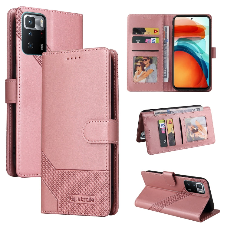 Rose gold magnetic leather phone wallet case with card slots and stand flap