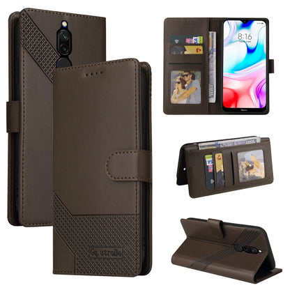 Brown magnetic leather phone wallet case with card slots and kickstand view