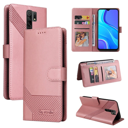 Magnetic leather wallet phone case, rose gold with card slots and stand cover