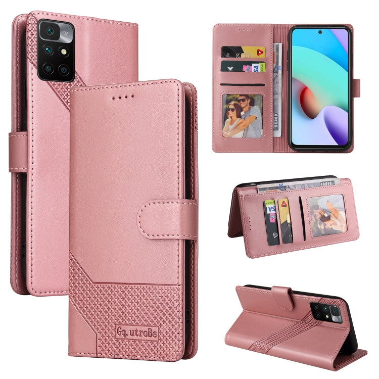 Magnetic leather wallet phone case, pink-rose gold with card slots and stand cover