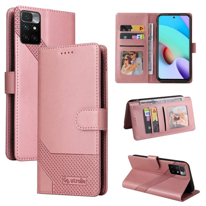 Magnetic leather wallet phone case, pink-rose gold with card slots and stand cover