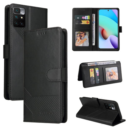 Magnetic leather wallet phone case, black with card slots and stand cover