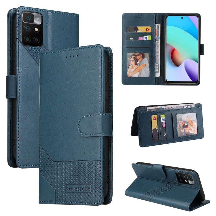 Magnetic leather wallet phone case, blue with card slots and stand cover