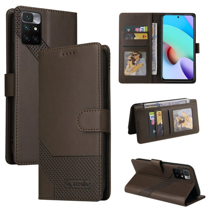 Magnetic leather wallet phone case, brown with card slots and stand cover