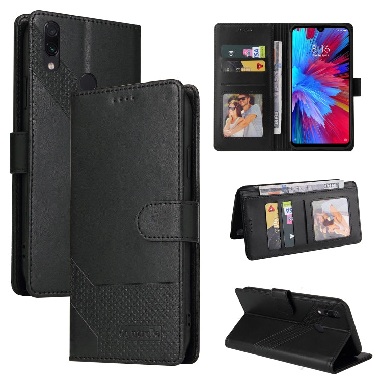 Black magnetic leather wallet phone case with card slots and fold-over cover