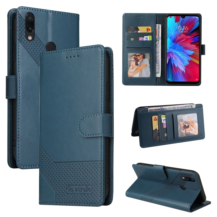 Blue magnetic leather wallet phone case with card slots and flip stand cover