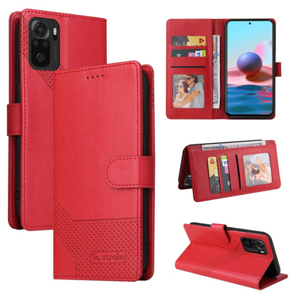 Red magnetic leather wallet phone case with card slots and stand cover