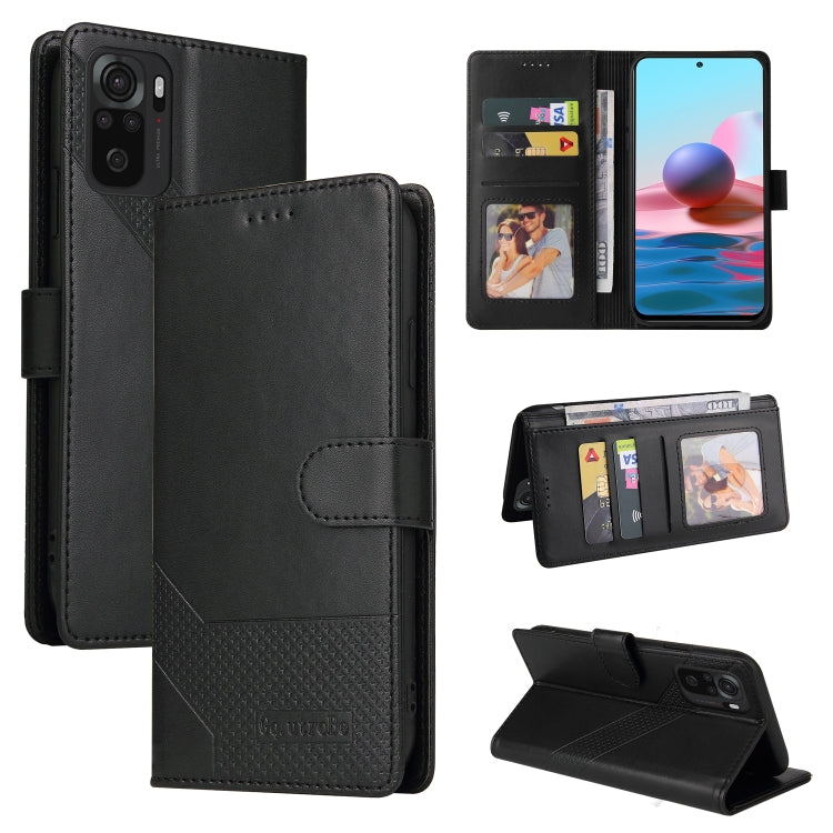 Black magnetic leather wallet phone case with card slots and fold-over cover