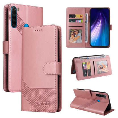 Rose-pink magnetic leather phone case with folio cover, card slots, and kickstand