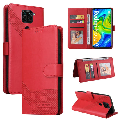 Red magnetic leather wallet phone case with card slots and flip cover