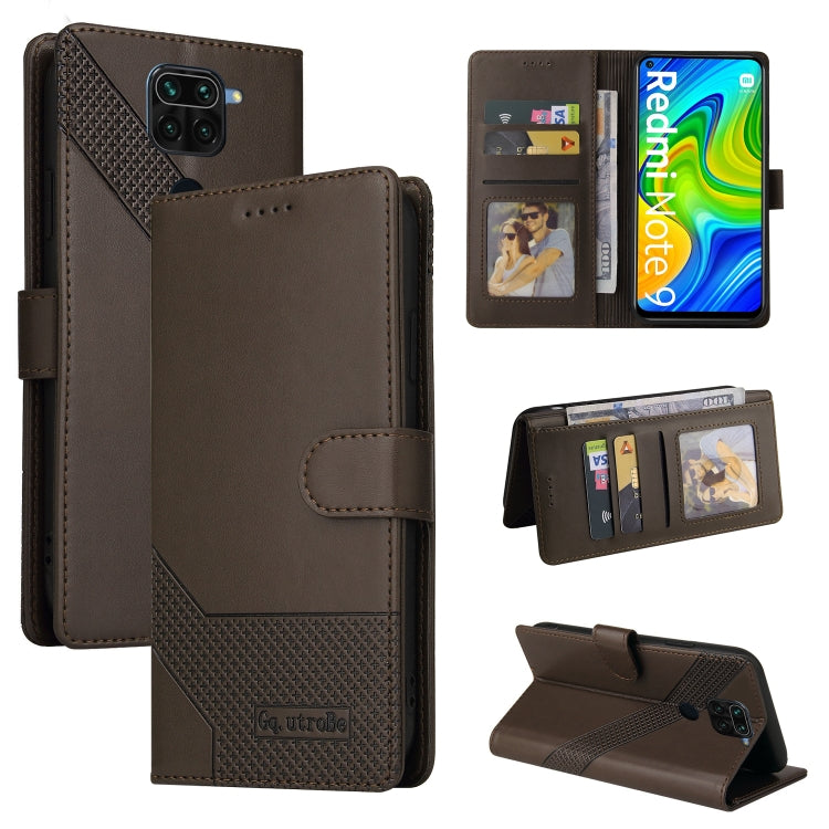 Brown magnetic leather wallet phone case with card slots and flip cover