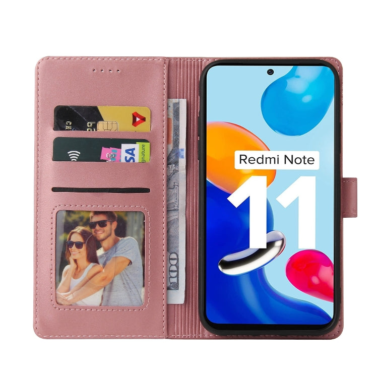 Rose gold folio phone case with inner card pockets and window for phone camera.