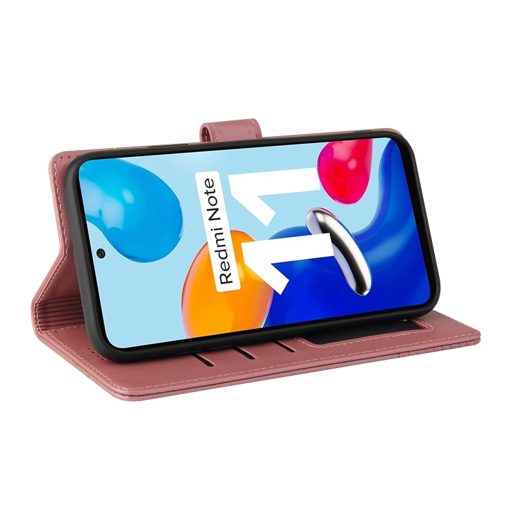 Rose gold leather folio phone case with kickstand for landscape viewing.