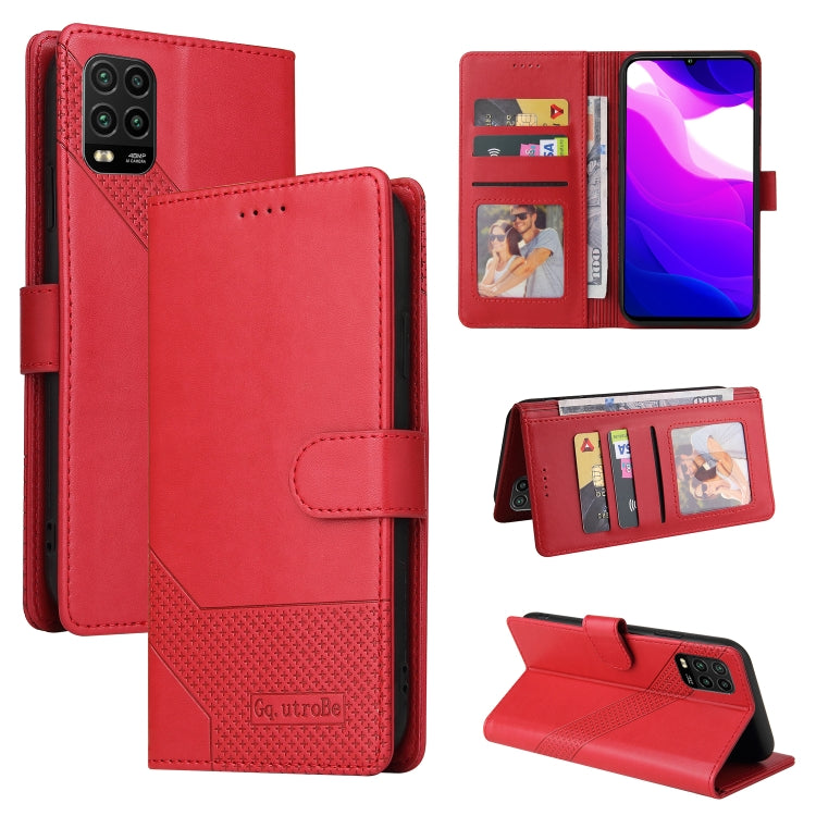 Red magnetic leather phone case with wallet card slots and fold-out stand
