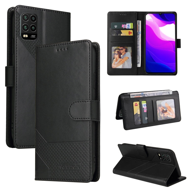 Black magnetic leather phone case with wallet card slots and fold-out stand