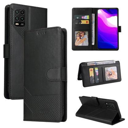 Black magnetic leather phone case with wallet card slots and fold-out stand