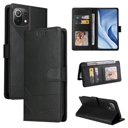 Black magnetic leather folio phone case with card slots and flip-open cover