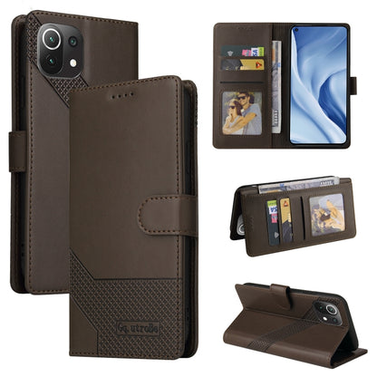 Brown magnetic leather folio phone case with card slots and flip-open cover