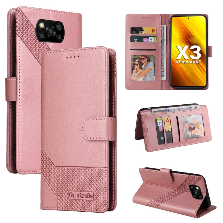 Rose gold wallet-style magnetic leather phone case with flip cover and card pockets