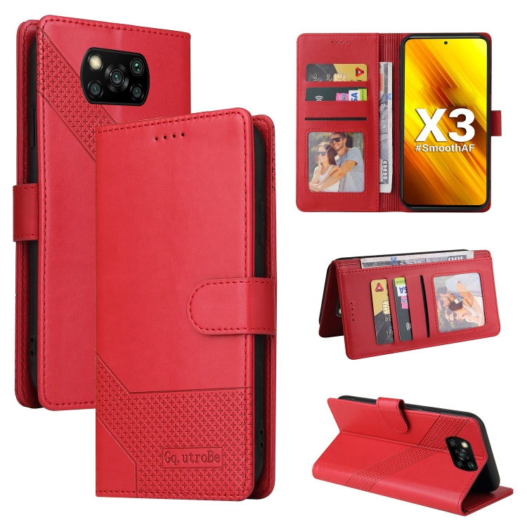 Red wallet-style magnetic leather phone case with flip cover and card pockets