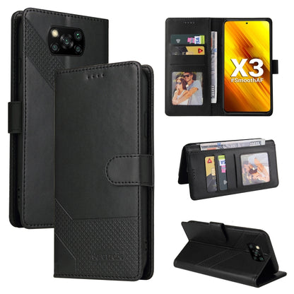 Black wallet-style magnetic leather phone case with flip cover and card pockets
