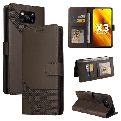 Brown wallet-style magnetic leather phone case with flip cover and card pockets