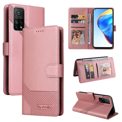 Magnetic leather phone wallet case in rose gold, with card slots and flip stand