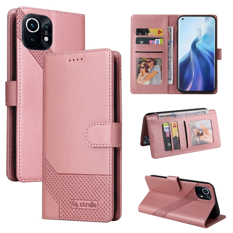 Rose gold magnetic leather phone case with card slots and fold wallet cover.